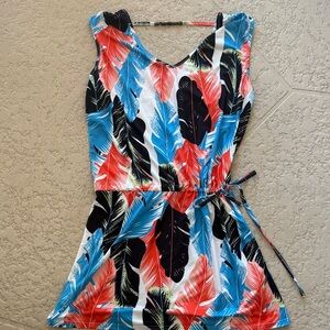 Hount Vibrant Feather Print Dress or Swim Coverup